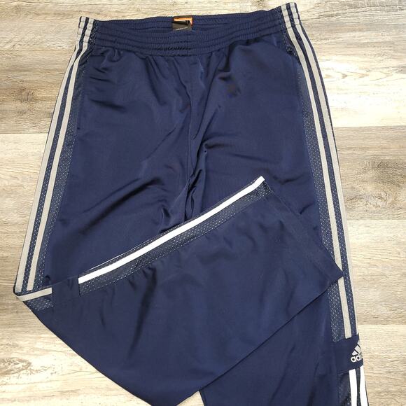 Adidas Basketball Navy Gray‎ 3 Striped Mens XL Elastic Waist Track Pants Y2k - Picture 1 of 14